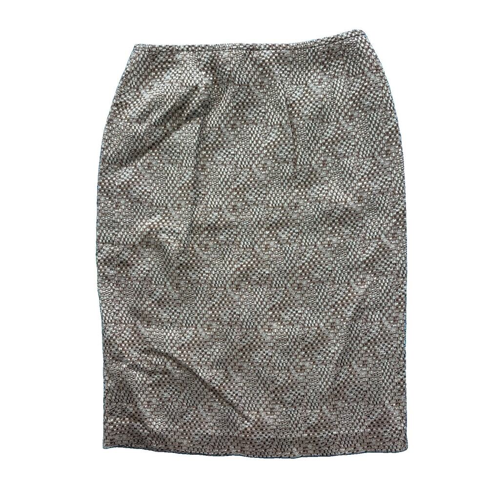 Lafayette 148 New York Womens Brown Multicolor Tweed Pencil Skirt With Zipper 6